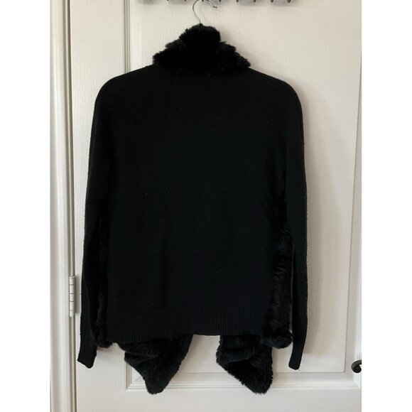 Theory Long Sleeve Black Wool Genuine Rabbit Front Cardigan Black Size Small - Picture 4 of 14
